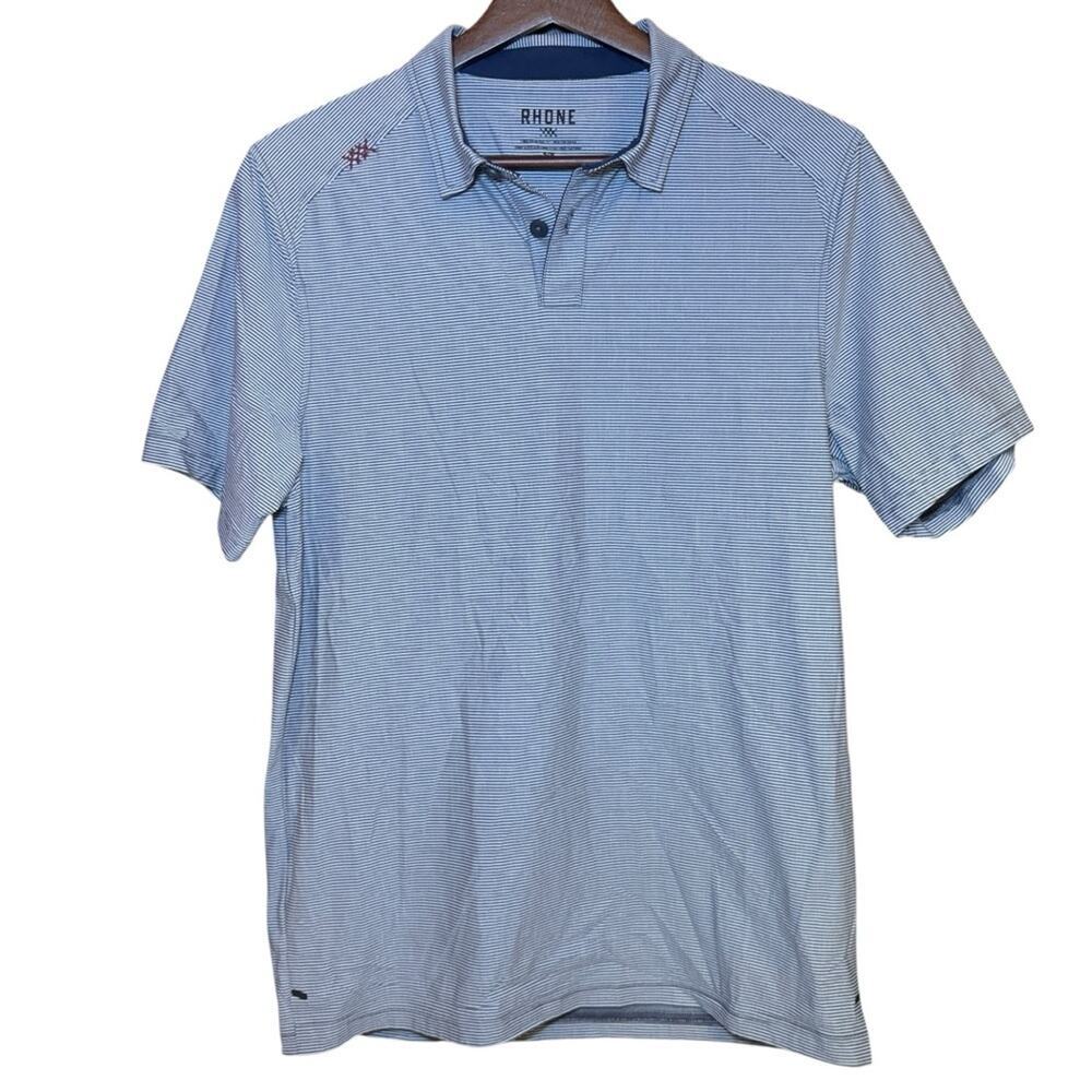 Rhone Men’s Gray Striped Performance Polo Shirt Size S/P